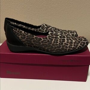 Munro Leopard Print Flats with Black Detail
